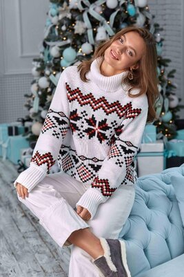 Продано: Теплый свитер с норвежским орнаментом «Берта»