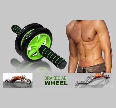 Гимнастическое спортивное фитнес колесо Double wheel Abs health abdomen round | Тренажер-Ролик для м