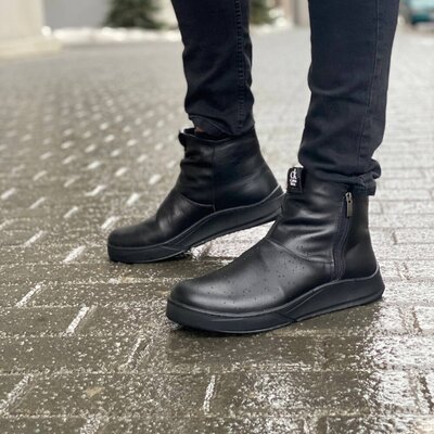 Чоловічі зимові чорні черевики уггі з натуральної шкіри Calvin Klein мужские зимние ботинки угги