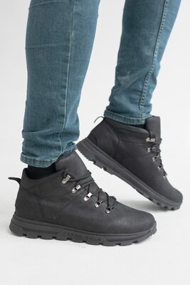 Зимние мужские ботинки Emirro, на меху, черные, натур.кожа