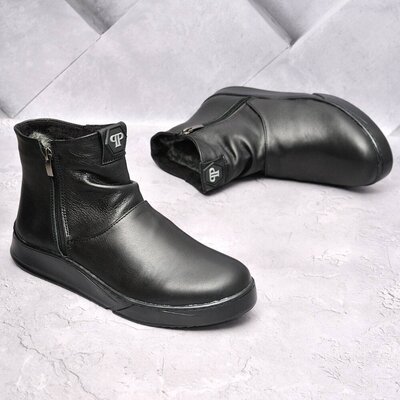 Чоловічі зимові черевики уггі шкіряні Philipp Plein мужские зимние ботинки угги кожаные черные зима