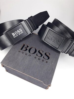 Продано: Черный кожаный ремень Boss Босс с автоматической пряжкой перевертыш