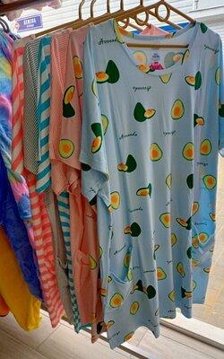 Туника - домашнее платье - длинная футболка - авокадо - батал