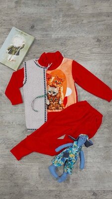 Велюровые костюмы для девочек с жилеткой эко - мех каракуль с 32 по 38р