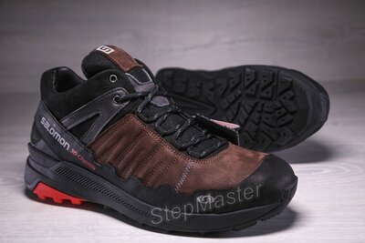 Кожаные зимние ботинки, кроссовки термо, Salomon S2 Gore-Tex Brown