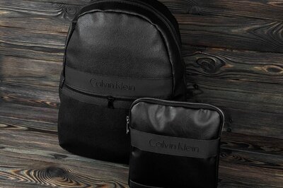 чоловічий набір calvin klein комплект рюкзак месенджер чорний шкіряний мужской портфель сумочка кожа
