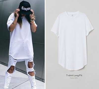 Продано: ® H&M - удлиненная футболка Oversize из эко-хлопока белая l-xxl