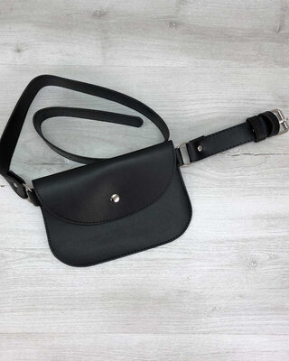 Жіноча сумка на пояс чорна сумка на пояс поясной клатч поясная черная сумка на пояс