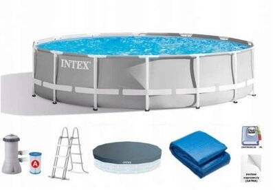 Продано: Круглый бассейн Intex объем 26432 л. лестница, тент, фильтр, подстилка