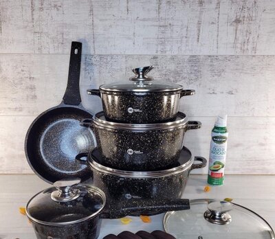 Продано: Набор кастрюль и сковорода Higher Kitchen HK-305, Набор посуды с гранитным антипригарным покрытием К