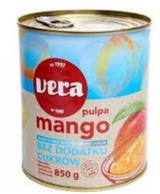 Продано: Пюре Манго без сахара Vera, 850 мл Нежное, вкусное и ароматное пюре, с густой кремовой текстурой. От