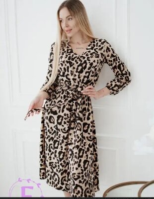 платье на запах женское леопардовый принт