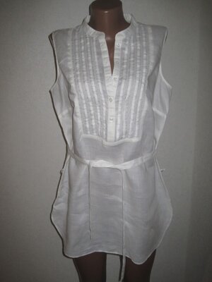Белая блуза туника из ткани рами Maks&Spencer р-р14