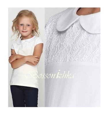 128-152 Трикотажна блуза для дівчинки блузка. Детская блуза с рюшей для девочки блузка для школы