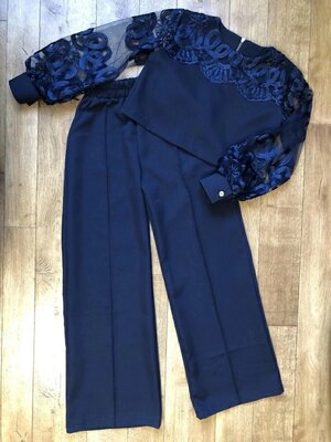 Продано: Шикарний костюм для школи блуза брюки штани школа школьный комплект костюм ажурный палаццо