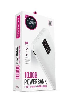 Power Bank с цифровым дисплеем Powerway TX108, 10000 ампер, с взрывозащищенным кабелем . Черный