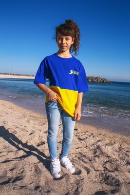 Патриотическая футболка для девочки Украина eas-711547 Дитяча патріотична футболка прапор України