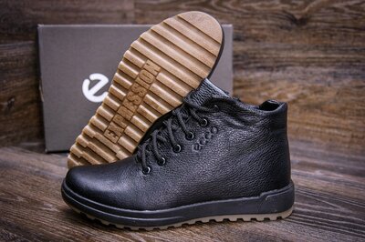 Чоловічі зимові шкіряні черевики E-series black New Line