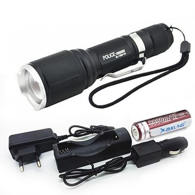 Ручной фонарик светодиодный аккумуляторный 18650 COP Bailong Police BL-1860 T6 фокусировка
