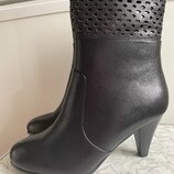 Черные кожаные зимние сапоги ботинки ботильоны на меху в стиле zara 37