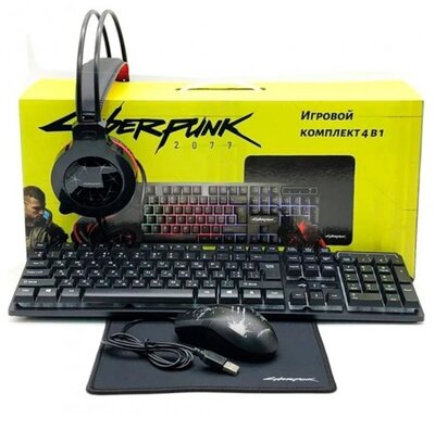 Продано: Комплект игровой CYBERPUNK CP-009 4в1 RGB Клавиатура, мышь, наушники, коврик Игровой комплект 4 в 1