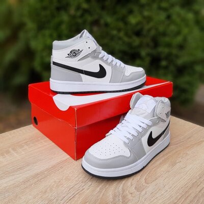 Кросівки високі Nike Air Jordan, сірі з білим 36-41р