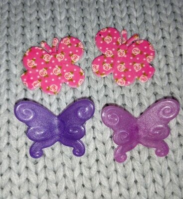 Декор бабочки для рукоделия фиолетовые розовые