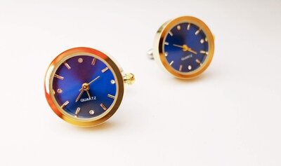 Часи годинник циферблат золоті чоловічі подарунок оригінал Запонки часы цыферблат синий золотые