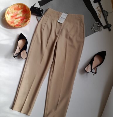 Zara супер стильные брюки с высокой посадкой р. л сток
