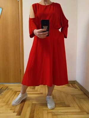 Продано: Модное стильное красное платье с карманами. Размер 20-22