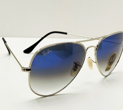 Сонцезахисні окуляри авіатори лінза скло голубий градієнт оправа срібло