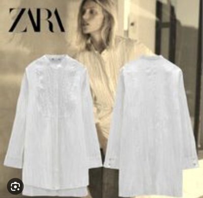 Zara Рубашка поплінова білосніжна великого розміру