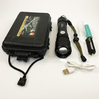 Фонарь P512-HP50, Зу micro USB, 1x18650/3xAAA, zoom, мощный ручной фонарик, карманный мини фонарь