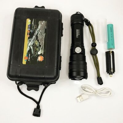 Фонарь P512-HP50, Зу micro USB, 1×18650/3xAAA, zoom, мощный ручной фонарик, карманный мини фонарь