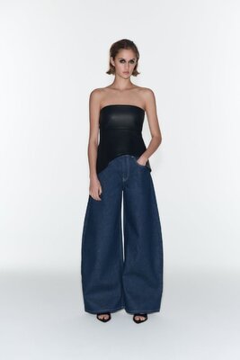 Джинсы Baggy с очень широкими штанинами Zara - 38 Темно-Синие